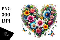 Digital Painting Floral Heart PNG Product Image 1
