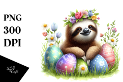 Adorned Baby Sloth in Grass, PNG Product Image 1