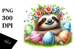 Adorned Baby Sloth in Grass, PNG Product Image 1