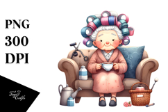 Old Lady Tea Cup Couch | Sublimation | Clipart Product Image 1