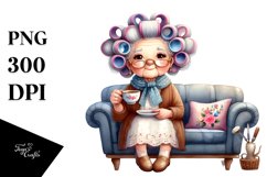 Old Lady Tea Cup Couch | Sublimation | Clipart Product Image 3