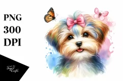 Watercolor Cute Colorful Yorkipoo Sticker Clipart Product Image 1