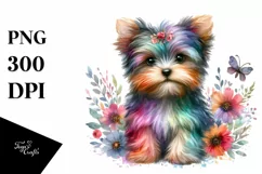 Watercolor Cute Colorful Yorkipoo Sticker Clipart Product Image 3