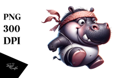 Cartoon Hippo with Bandana PNG Product Image 1