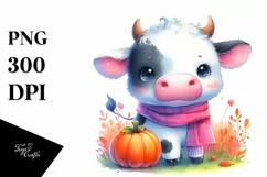 Simple Vibrant Baby Cow Halloween Drawing Sublimation Product Image 1