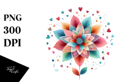 Colorful Watercolor Simple Boho Flower with Heart Petals, Product Image 1