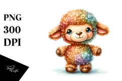 Vibrant Watercolor Brownish Sewed Plush Lamb | Sublimation | Product Image 1