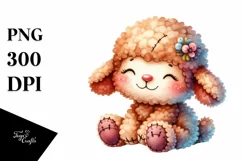 Vibrant Watercolor Plush Lamb | Sublimation Clipart Product Image 1