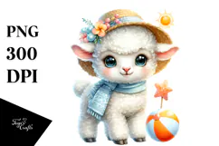 Baby Lamb at the Beach PNG Product Image 1
