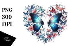 Butterflies Silhouettes Heart PNG Product Image 1