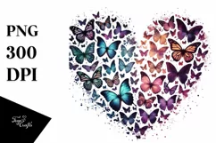 Butterflies Silhouettes Heart PNG Product Image 1