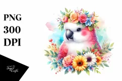 Cartoon Parrot with Flower Crown | Clipart Product Image 1