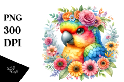 Cartoon Parrot with Flower Crown | Clipart Product Image 1
