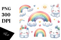 Cute Rainbow Clouds PNG Product Image 1