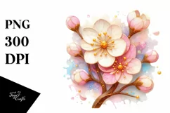 Glossy Cherry Blossom,Watercolor Splash PNG Product Image 1
