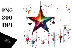 Adorned Star with Hanging Hearts PNG Product Image 1