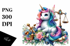 Colorful Unicorn with Court Background PNG Product Image 3