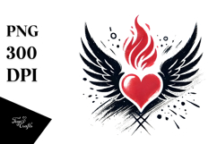 Heart with Wings and Fire, Transparent PNG Product Image 1