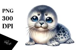 Baby Seal with Big Eyes, Digital PNG Product Image 1