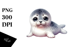 Digital Watercolor Cute Baby Seal, High-Res PNG Product Image 1