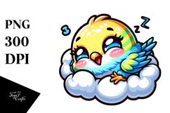 Colorful Baby Budgerigar Napping | Sublimation | Clipart Product Image 3
