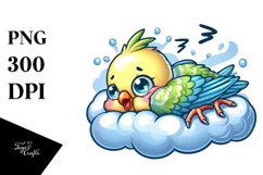 Colorful Baby Budgerigar Napping | Sublimation | Clipart Product Image 1