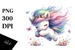 Pastel Cute Baby Unicorn Tumbling with Spring Petals Product Image 3