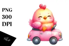 Colorful Chicken on Baby Car PNG Product Image 1