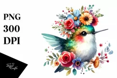 Cartoon-style Watercolor Hummingbird, Transparent PNG Product Image 3