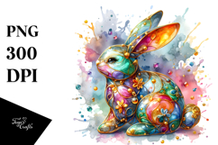 Watercolor Colorful Bunny Made of PNG Product Image 1