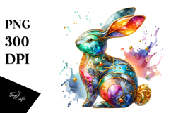 Watercolor Colorful Bunny Made of PNG Product Image 1