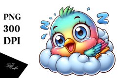 Colorful Baby Finch Napping | Sublimation | Clipart Product Image 1
