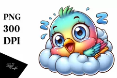 Colorful Baby Finch Napping | Sublimation | Clipart Product Image 1