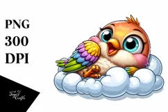 Colorful Baby Finch Napping | Sublimation | Clipart Product Image 1