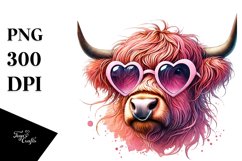 Detailed Pink Highland Cow with Victory Sign PNG Product Image 1