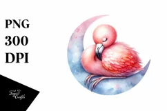 Colorful Baby Flamingo Moon Clipart Product Image 3