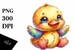 Vibrant Watercolor Plush Duck | Sublimation Clipart Product Image 3