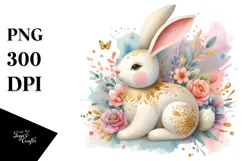 Pastel Bunny Made of Wood PNG Product Image 1