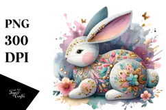 Pastel Bunny Made of Wood PNG Product Image 1