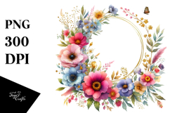 Vibrant Floral Frame with Wild Flowers PNG Product Image 1