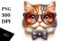 Watercolor Cat Proud Sunglasses | Clipart Product Image 1