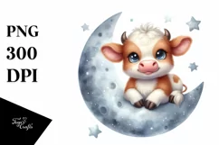 Highland Cow on the Moon | Sublimation Clipart Product Image 3