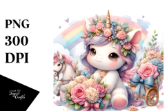 Baby Unicorn Selling Flowers | Clipart Product Image 1