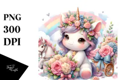 Baby Unicorn Selling Flowers | Clipart Product Image 1