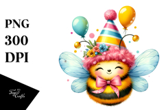 Vibrant Baby Bee Party Hat Clipart Product Image 1