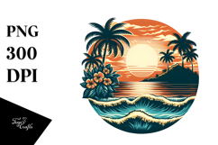 Vintage Tropical Island Sunset Design Product Image 1