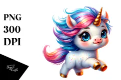 Cute Baby Unicorn Running PNG Product Image 1