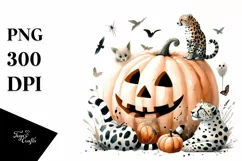Watercolor Pumpkin with Animal Print, PNG Product Image 1