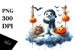 Seal Dressed for Halloween, Watercolor PNG Product Image 1