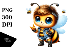 Energetic Baby Bee with Rocker Look PNG Product Image 1